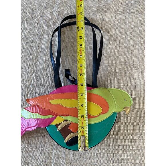 ZALO  vintage 80s women's bag stunning design leather with appliqué  Spain - Picture 11 of 14